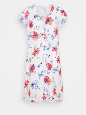 GAP White Dress with Blue and Coral Floral Print